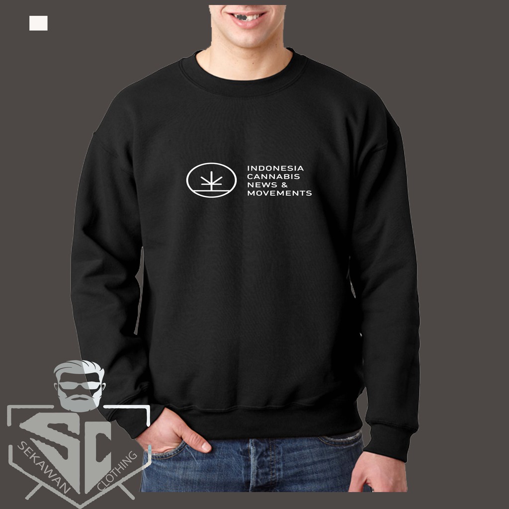JAKET SWEATER HITAM LGN CANNABIS - SEAWAN CLOTHING