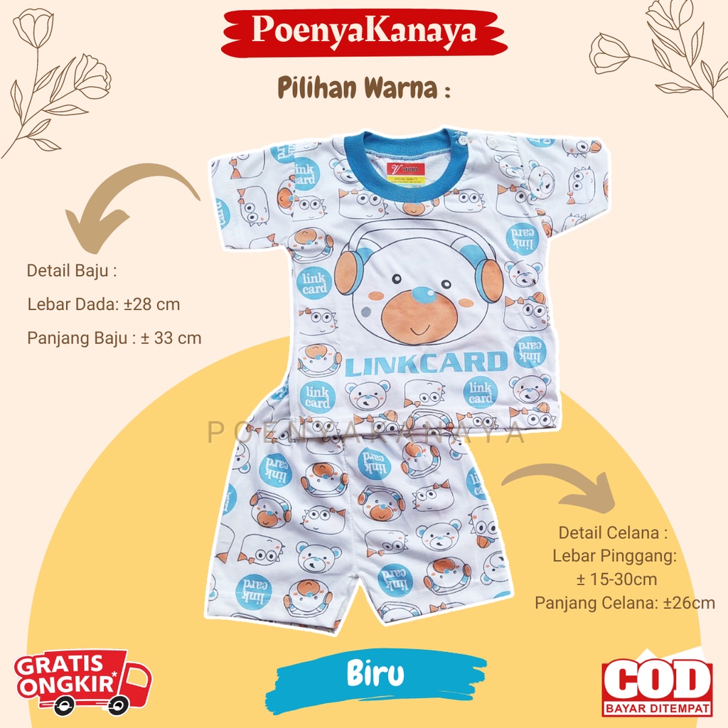 Setelan Baju Bayi Piyama Pendek LINKCARD Viori Size 6-18 Bulan STL51