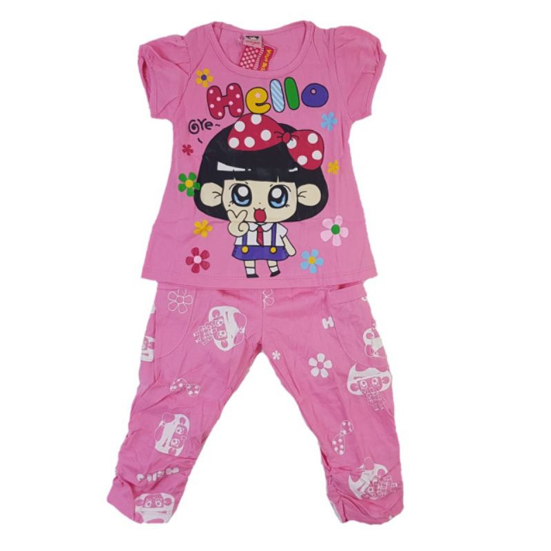 SETELAN ANAK BAJU ANAK 2-7 TAHUN MOTIF HELLO