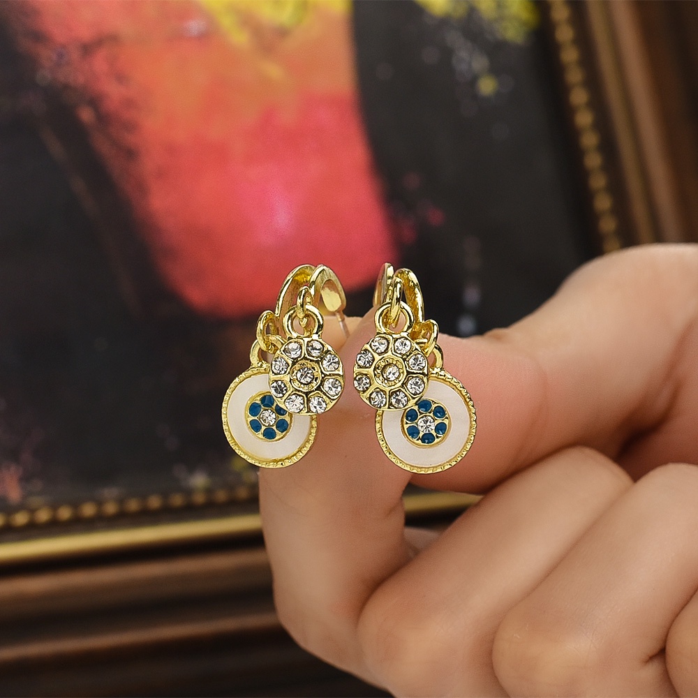 1 Pasang Anting Juntai Liontin Mutiara Bentuk Bulat Bahan Akrilik Gaya Vintage Untuk Wanita