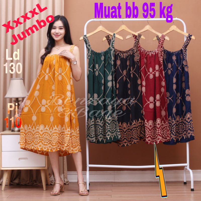 Daster Kekinian Busui Jumbo daster ibu muda big size Yukensi Tanpa Lengan Tali Satu Ld 130 yukensi L