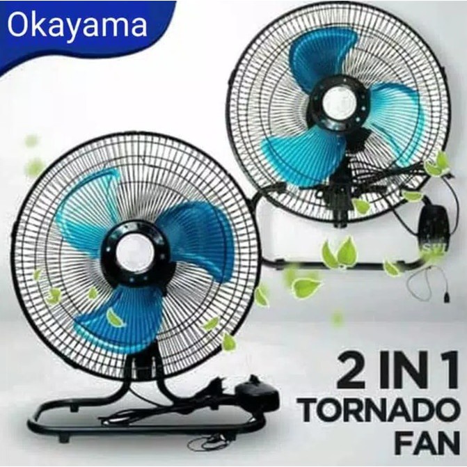 Kipas Angin Besi Tornado 2in1 (Meja dan Dinding) 16 inch Okayama