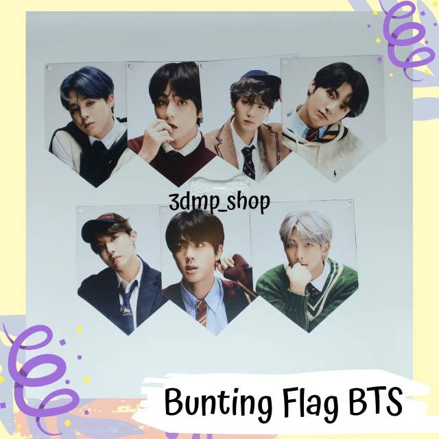 bunting flag persona garland bts most7 BE kpop Dynamite BT21 hiasan dinding kamar butter