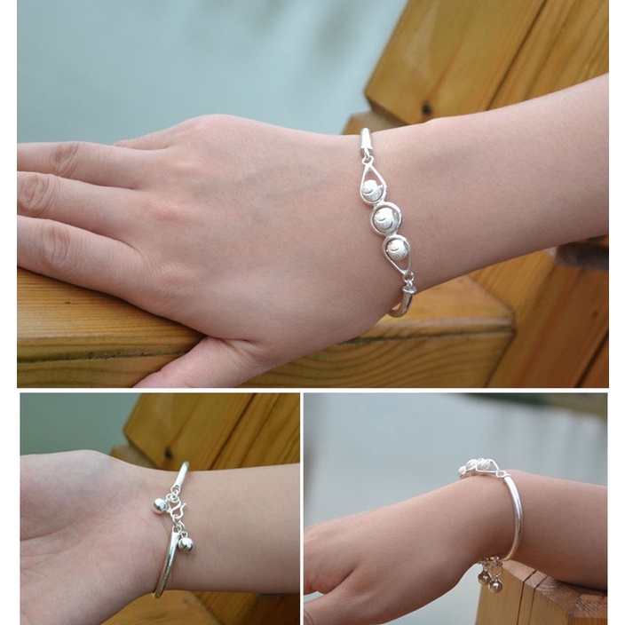 Gelang Model Terbuka Bahan Stainless Steel Aksen Mutiara Untuk Wanita