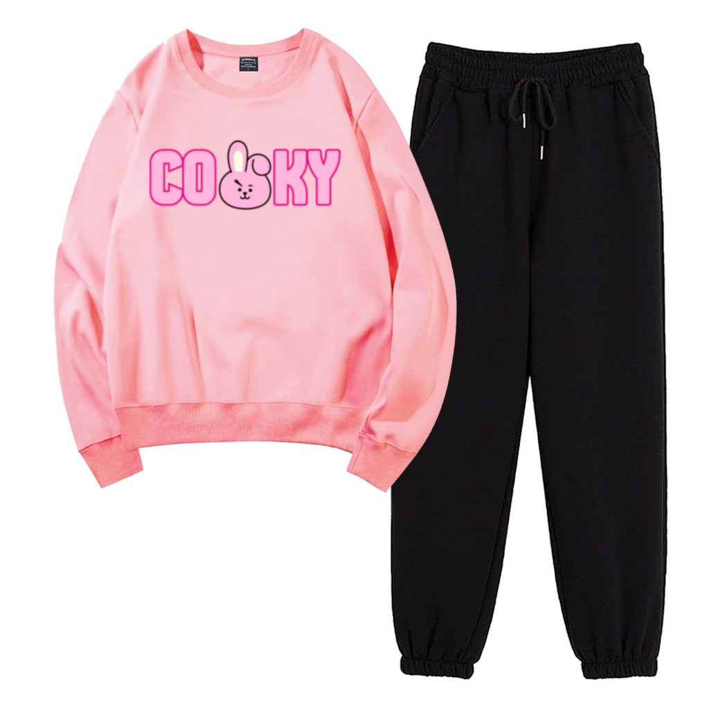 BESS - Baju Setelan Wanita Murah / Setelan Sweater + Jogger Hitam - CUKY FONT