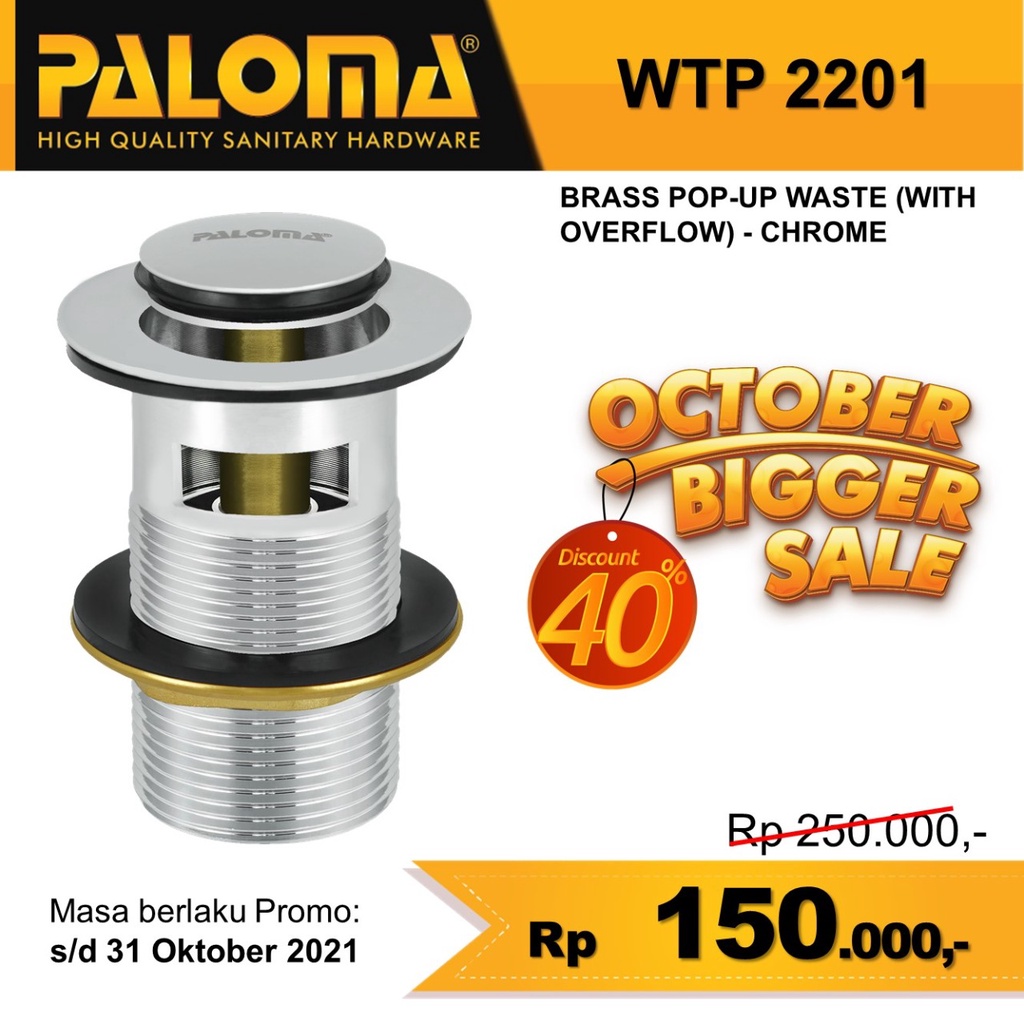PALOMA WTP 2201 AFUR WASTAFEL KEPALA SIFON POP UP WASTE AFUR WASTAFEL