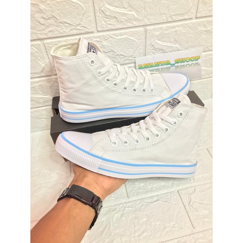 TERBARU!!!SEPATU GROSIR SNEAKER HI /BOOT WHITE FREE BOX-HI PUTIH LIS TOSCA