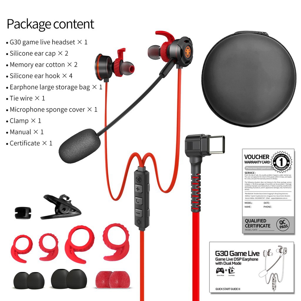 Plextone G30GL Game Live DSP Earphone Interface Type-C