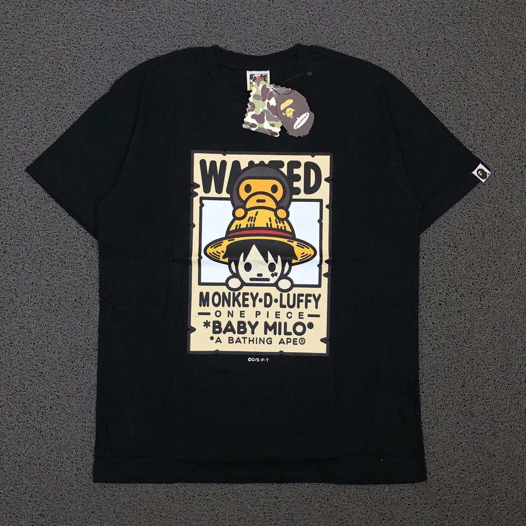 A Bathing Ape Bape x One Piece Baby Milo Black Hitam Tee T-Shirt Kaos