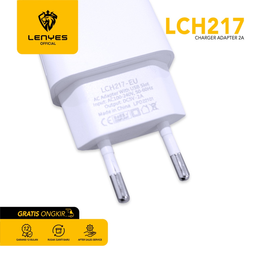 LENYES LCH217 5v 2A adaptor charger Fast Charging 1port USB batok cas HP universal original