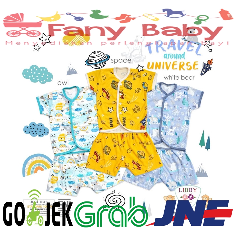 LIBBY SETELAN BAJU LENGAN PENDEK KANCING DEPAN CELANA PENDEK MOTIF [ S M L ]