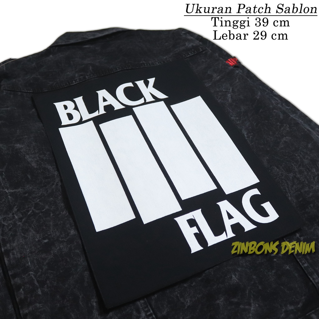 PATCH SABLON JAHIT PUNGGUNG BESAR BLACK FLAG BEST QUALITY