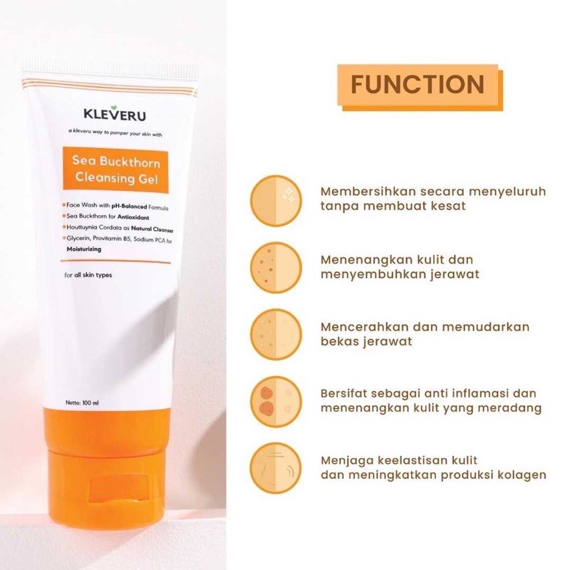 Kleveru Sea Buckthorn Cleansing Gel 100ml &amp;  Essence Toner 150ml by AILIN