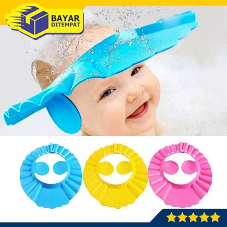 Topi Keramas TUTUP TELINGGA Bayi Anak Mandi Pelindung Mata Baby Shower Cap [MG13]