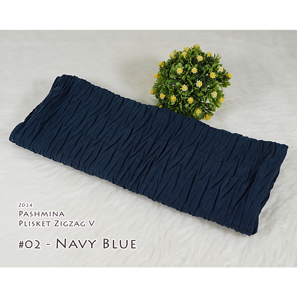 Plisket Model V / Zigzag - Pleated Shawl / Pashmina HAZEL by Luulu Scarf-#02 - Navy Blue