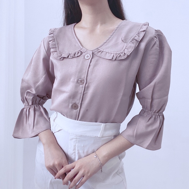 NA-BI Top Korean Collar Blouse Puffy Sleeves 0288-043