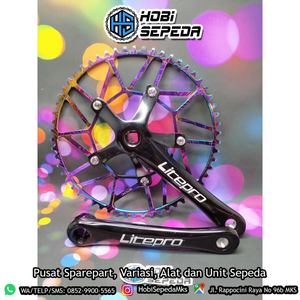 Crankset Litepro + Chainring 58T Rainbow