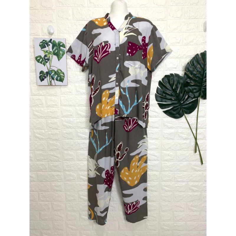 DAILY SET / PIYAMA RAYON PREMIUM SET LENGAN PENDEK CELANA PANJANG KRAH SHANGHAI BABYDOLL BY AMRO