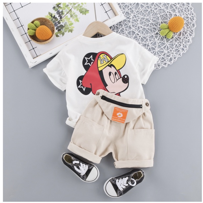 babyfit baju setelan anak cowok set model tas dengan celana pendek chino shorts sy-m13