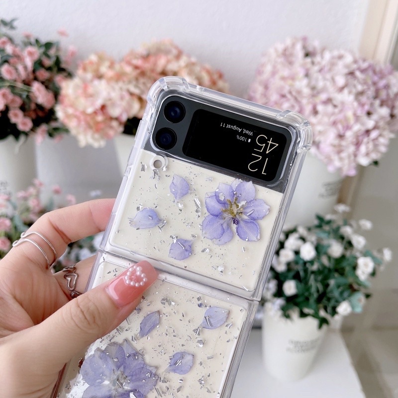 Dried Flower Glitter Case Zfold 4 Zflip 4 3 Zfold 2 Zflip3 Zflip2 Z Flip Fold Casing