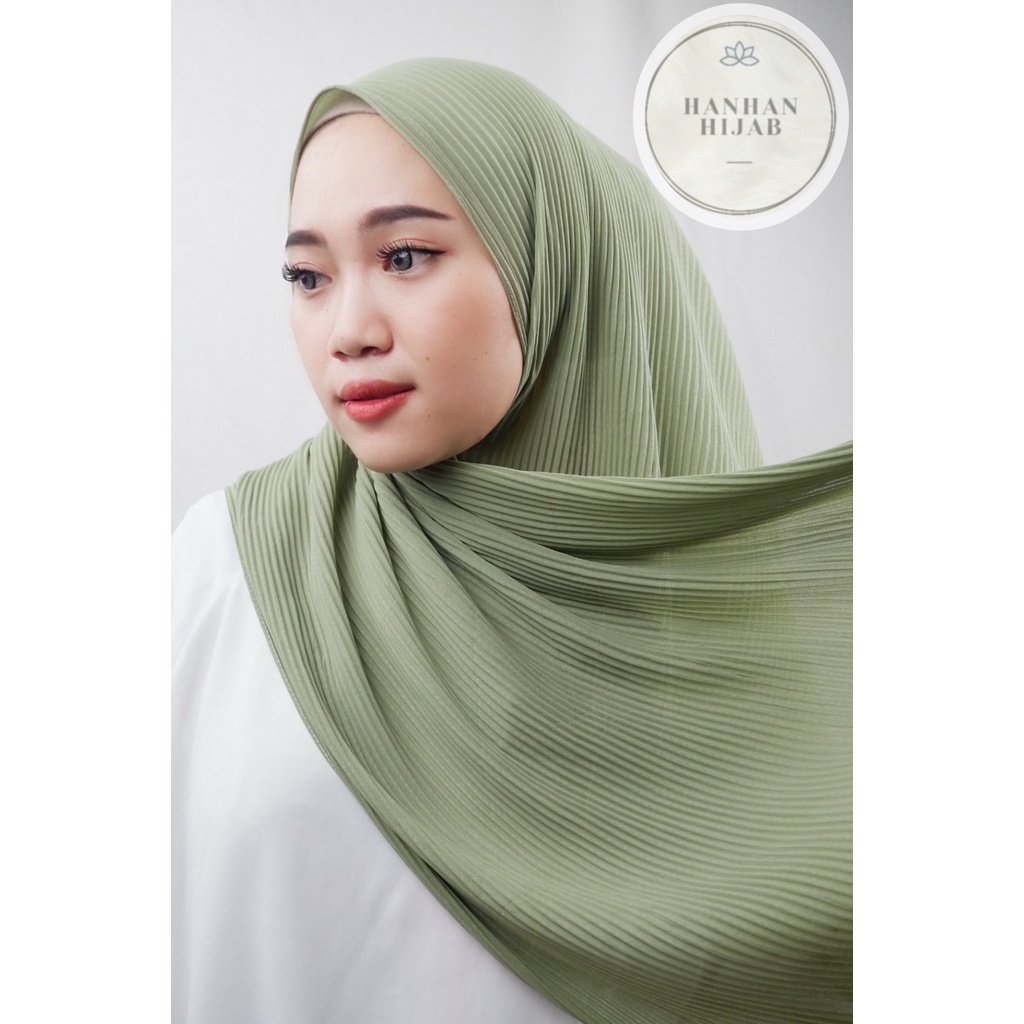 PLEATED SHAWL / PASHMINA FULL PLISKET-Sage