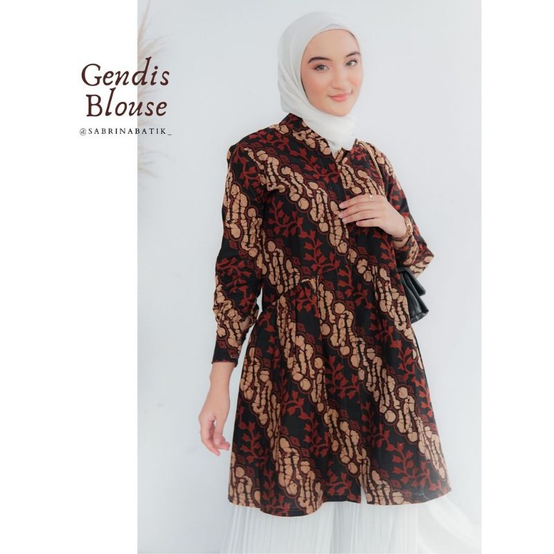 Batik wanita ASJ SA HRB026 Kenongo Kemeja Tosca Pendek-1