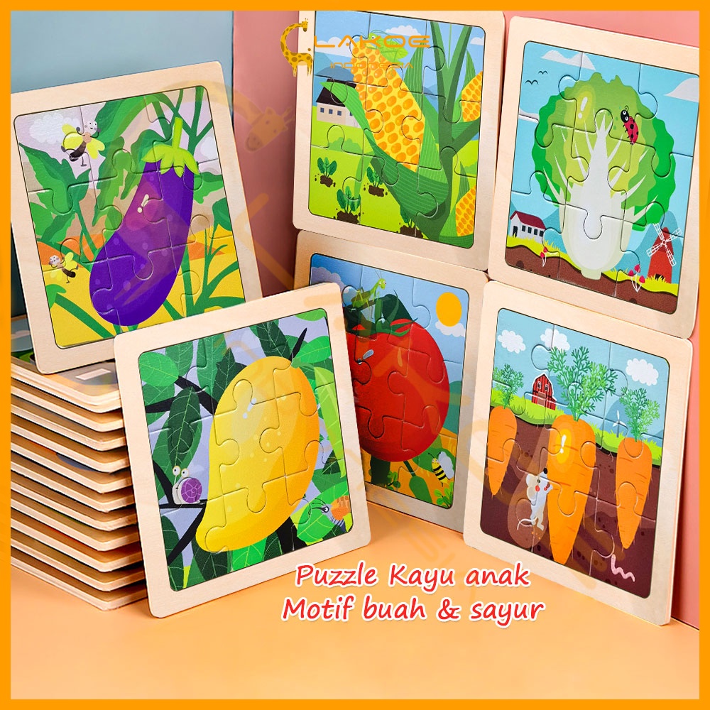 Mainan puzzle kayu anak motif buah dan sayur jigsaw puzzle anak