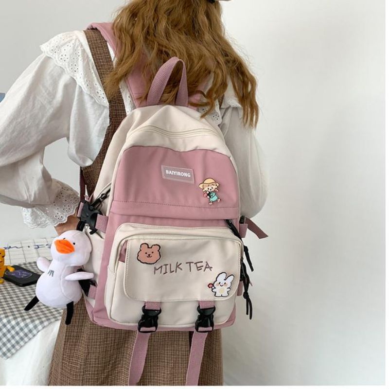 QISSWA_STYLISH KOREAN BAGPACK / TAS KOREA KEKINIAN / TAS REMAJA WANITA BARU / RANSEL SEKOLAH CEWEK MURAH / TAS KULIAH CEWEK / KOREAN BAGPACK / CUTE SCHOOL BAG / KOREAN AESTHETIC BAG / TAS ESTETIK / TAS SEKOLAH LUCU / WATERPROOF BAG