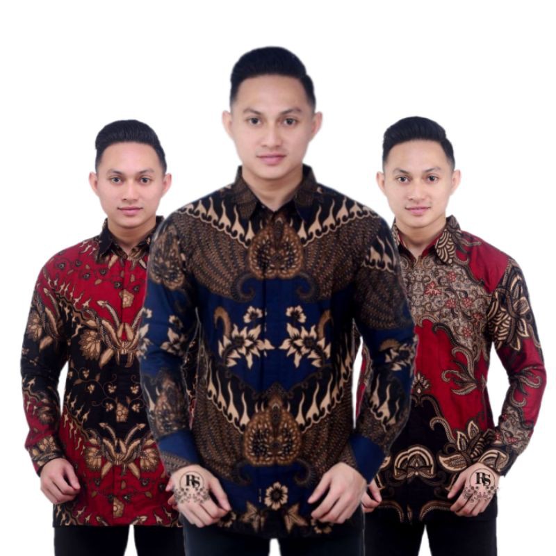 Batik Pria Lengan Panjang BATIK NAKULA HRB026 motif KERATONAN Kode 002 size M L XL XXL Reguler