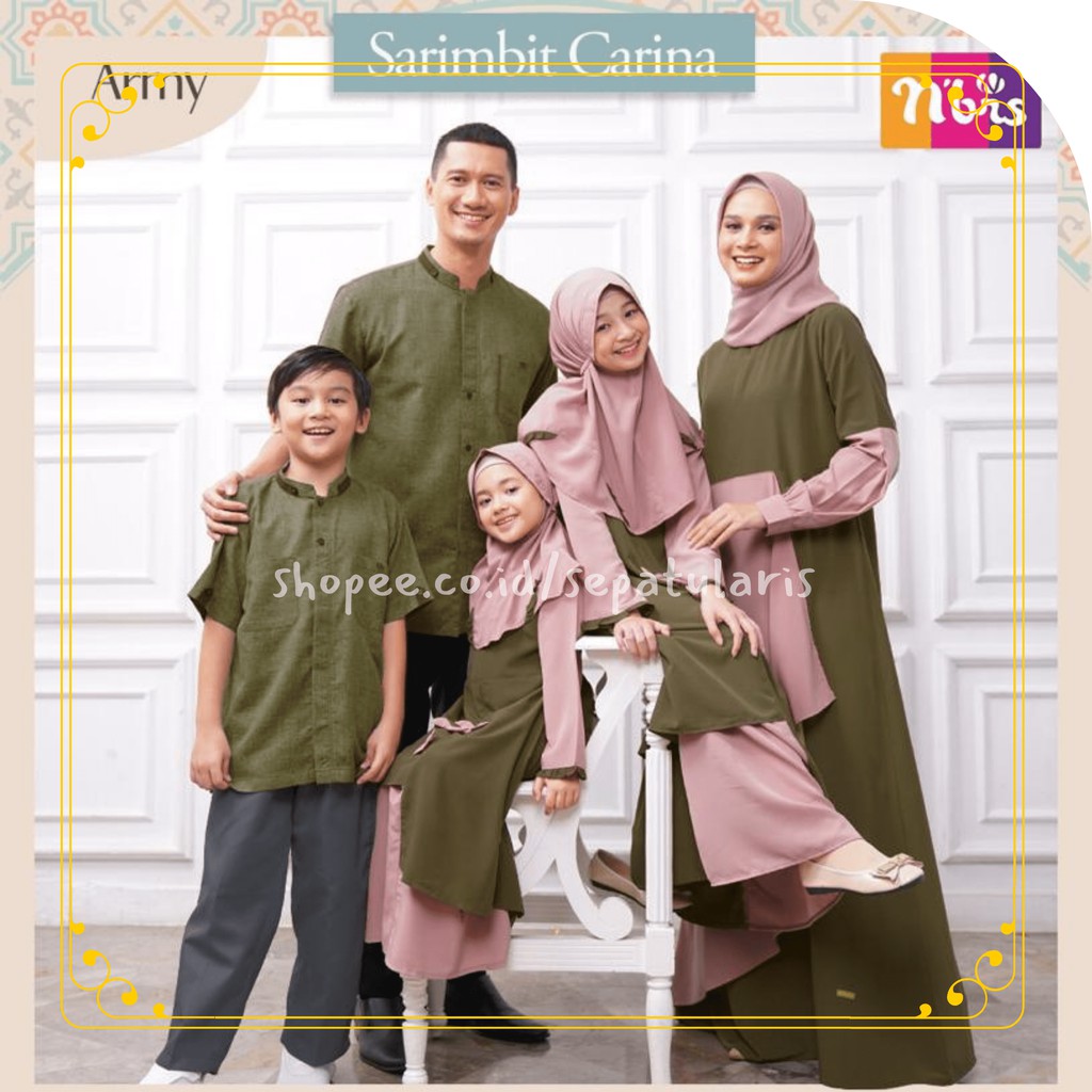 Jual Baju Gamis Nibras Carina Army Sarimbit Couple Keluarga Muslim