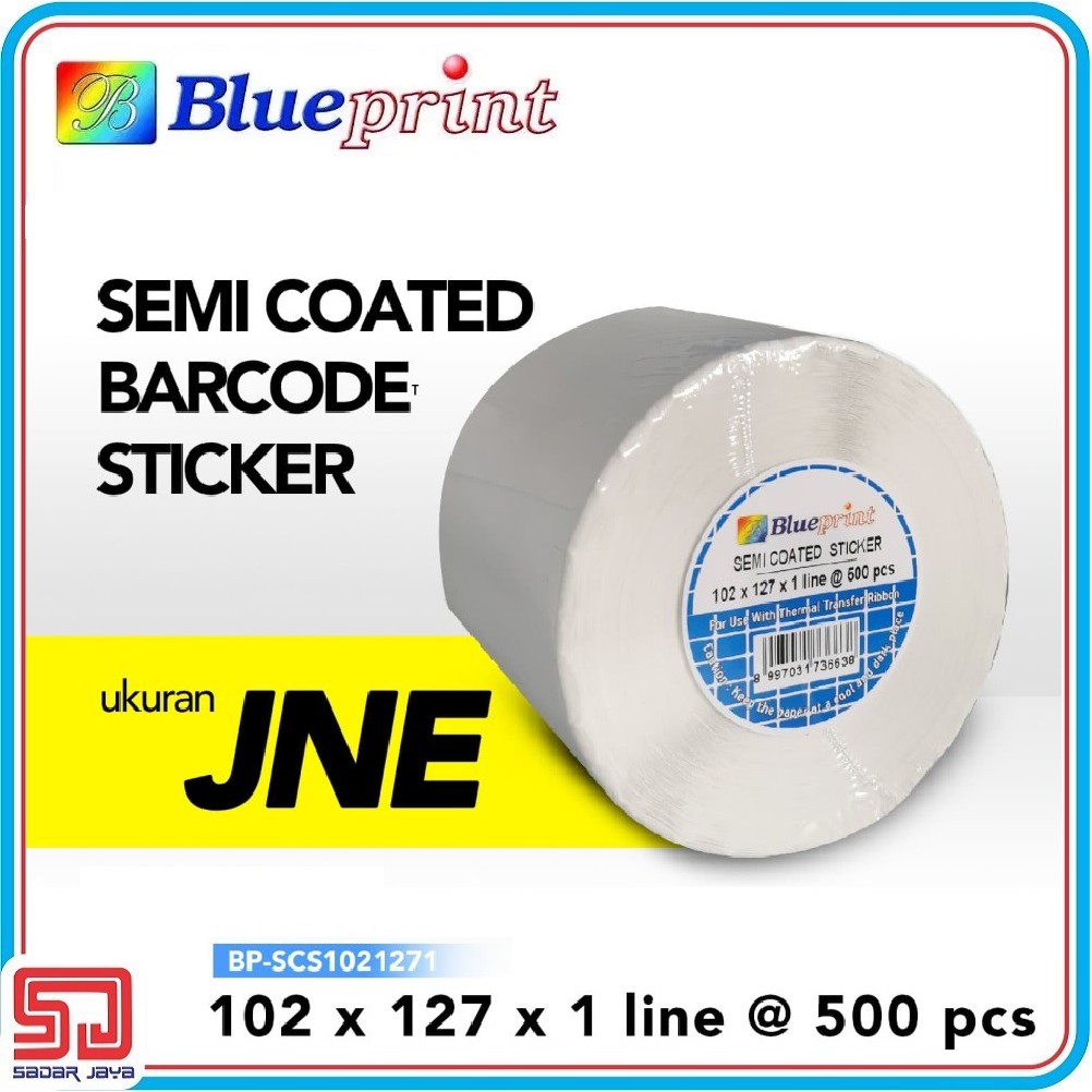 Sticker label Barcode BLUEPRINT 102x127x1 Line Semi Coated Label Resi JNE