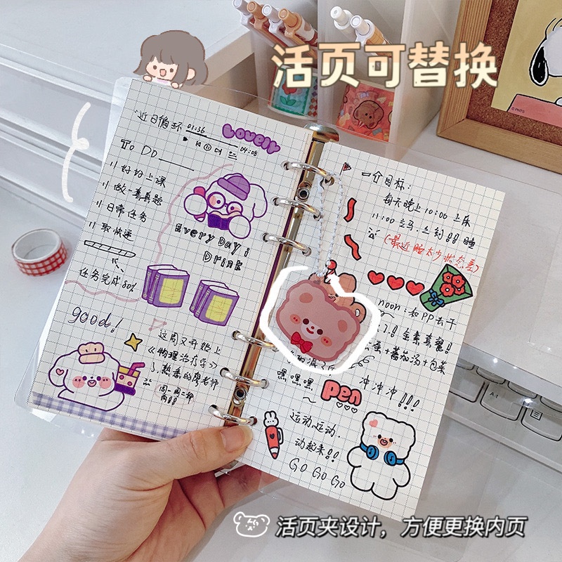 Buku Notebook / Catatan / Agenda / Diary Desain Kartun Kawaii Kreatif Dengan Ring Spiral