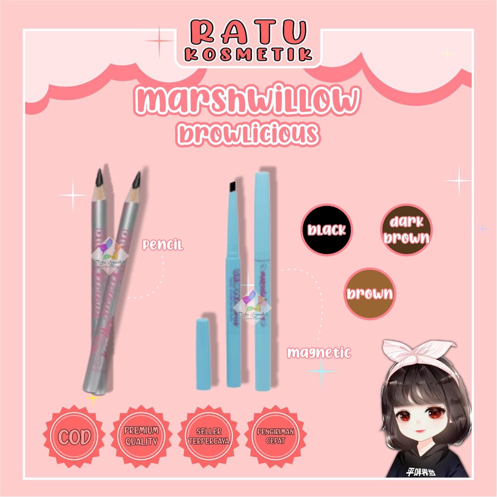 ❤ RATU ❤ Marshwillow Browlicious Eyebrow Pencil | 2in1 Matic Eye Brow Pensil Alis by Natasha Willona BPOM✔️