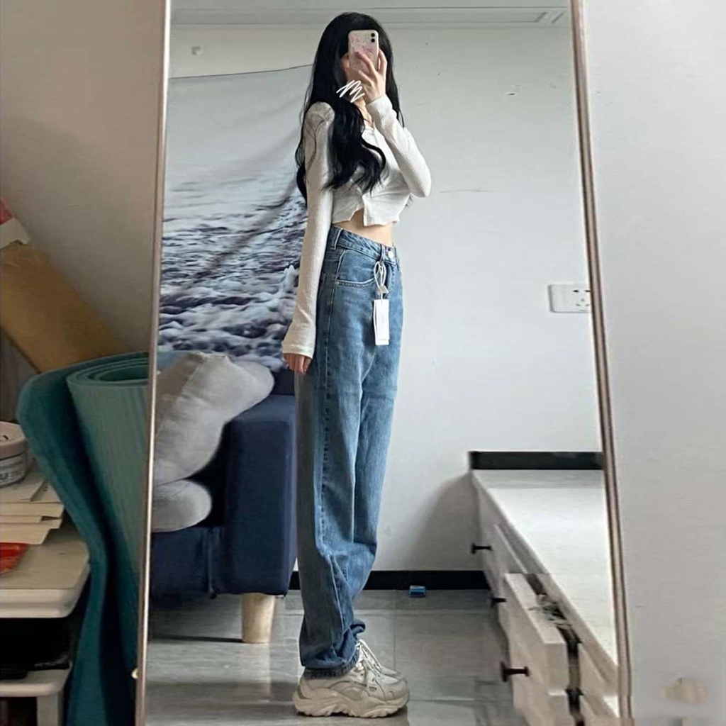 ✅COD New import korean style high waist loose murah celana jeans panjang wanita