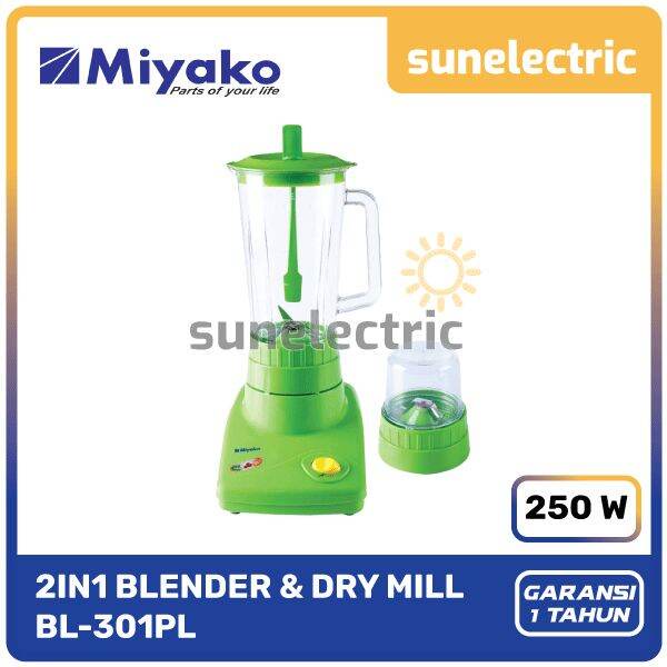 Miyako BL-301 PL Blender 2in1 Plastik Kapasitas 1 Liter + Dry Mill 250 Watt BL 301 PL / BL 301PL / B