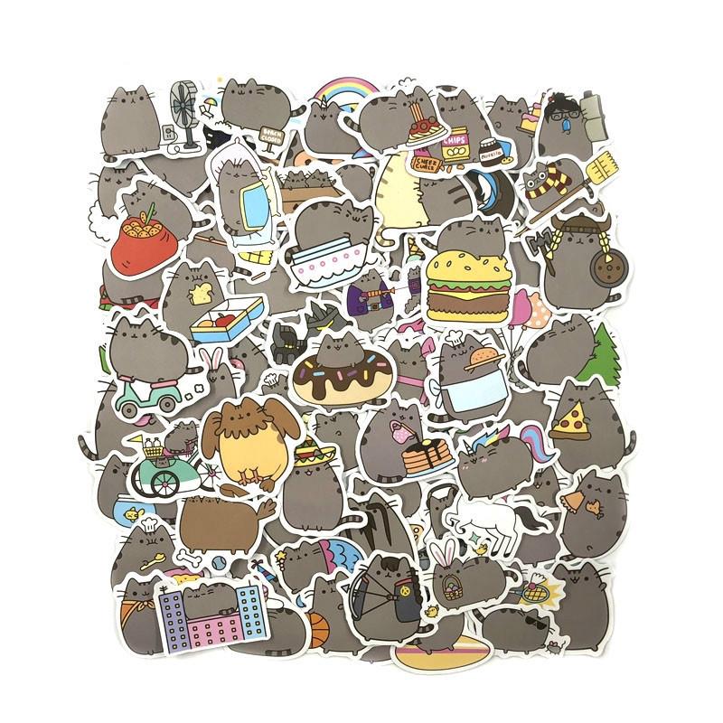 50 pieces set kartun  Pusheen kucing  lucu stiker  tahan 