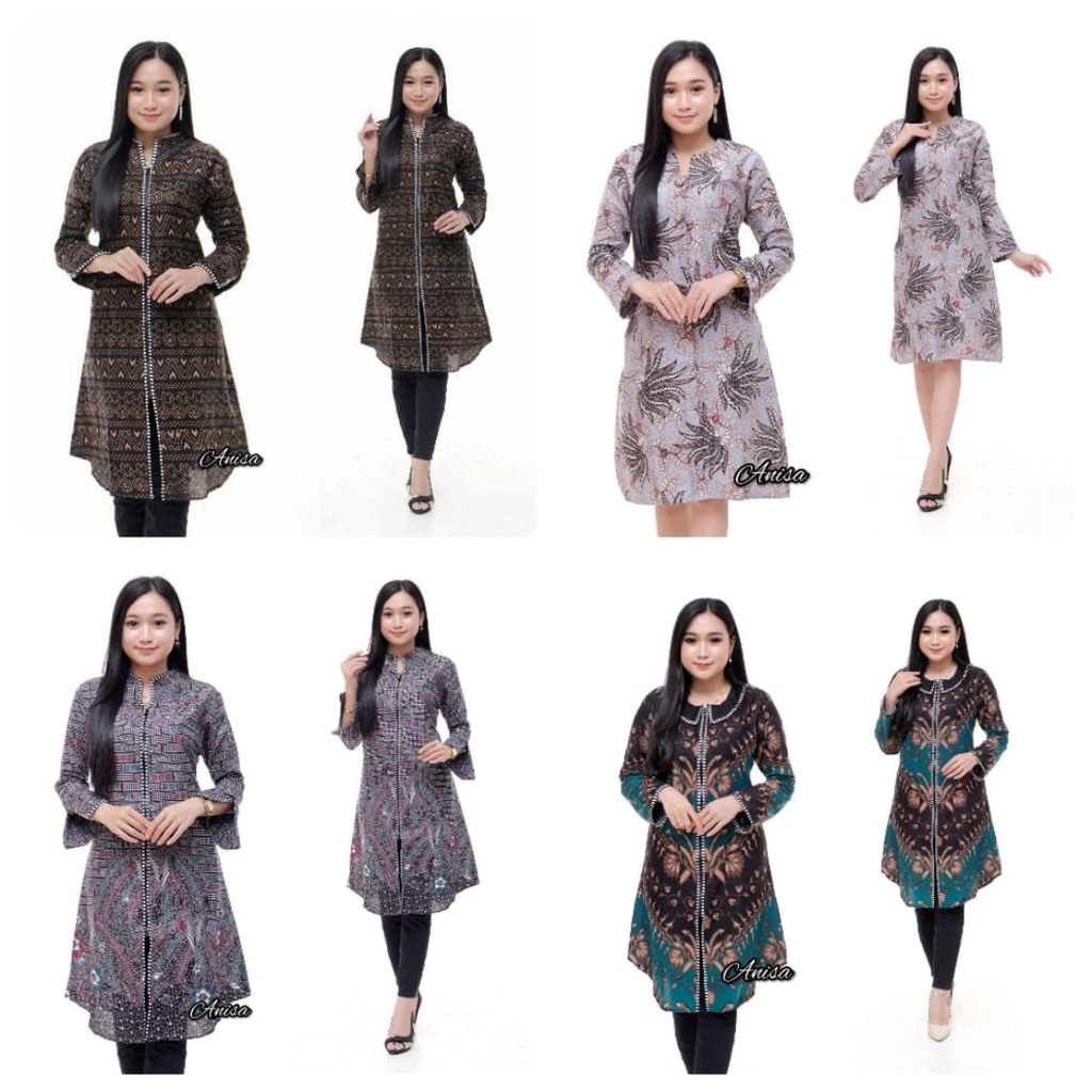 BATIK ATASAN WANITA TUNIK RESLETING DEPAN BUSUI BUMIL SIZE M L XL XXL