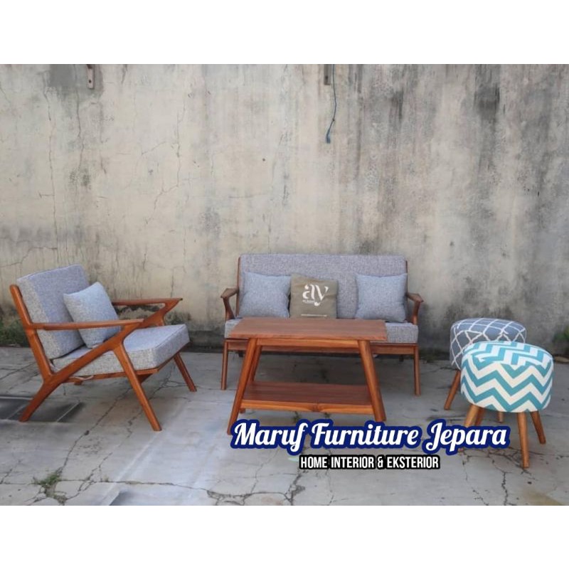 Set Kursi Tamu Minimalis 21 + Meja + 2 Stool