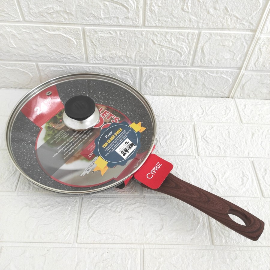 Cypruz Fry Pan Marble Panci Wajan Penggorengan Induksi Anti Lengket 24 cm FP-0632