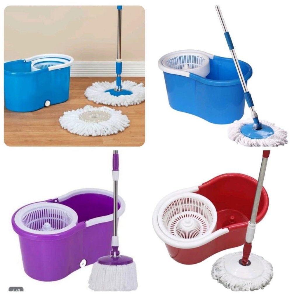 MAGIC MOP SPIN MOP WITH MOP HEAD PLASTIK / SET ALAT PEL LANTAI STAINLESS / MAGIC MOP STAINLESS & PLA