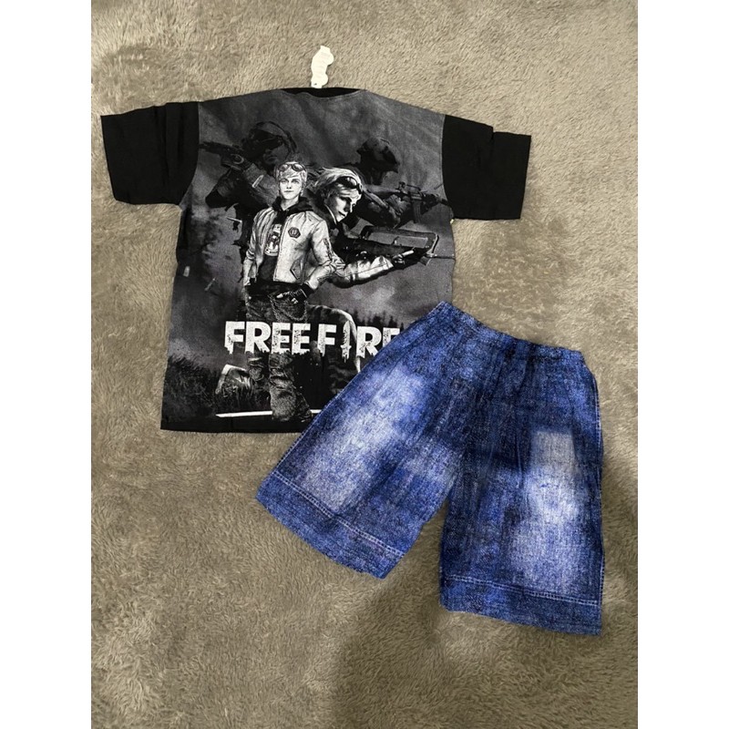 Setelan Baju Anak laki laki FF 2-13tahun karakter free fire bahan katun 100% baju anak sablonan-3