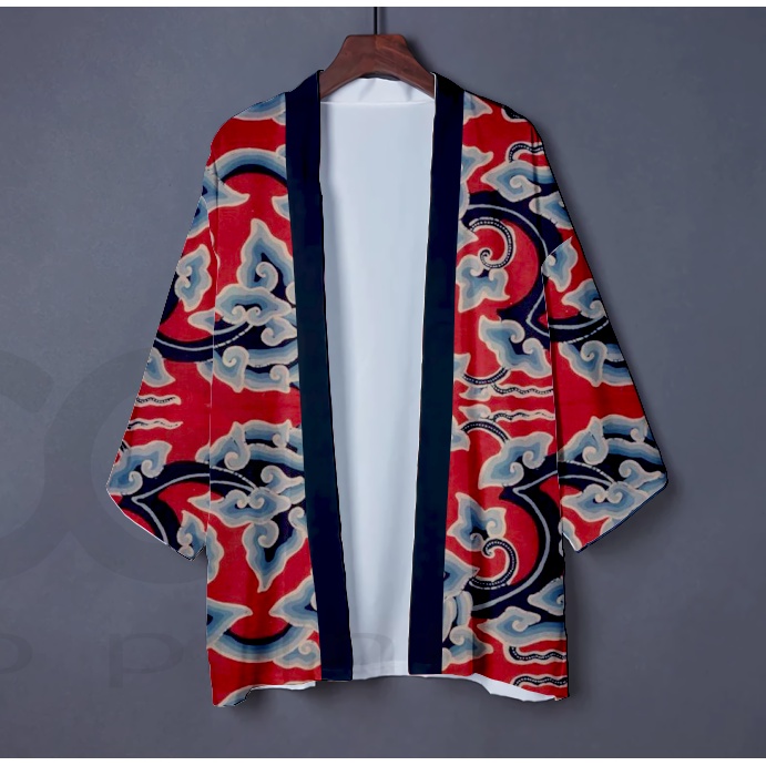 kimono pria casual anime batik indonesia merah KARDIGAN BLAJER BLAZER JAS HAORI WANITA PRIA JEPANG
