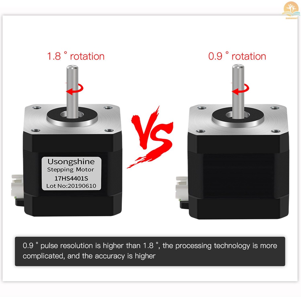 42 Stepper Motor 2 Phase 0.9 Degree Step Angle Low Noise 17HS4401S Stepping Motor with 1m Cable for CNC 3D Printer