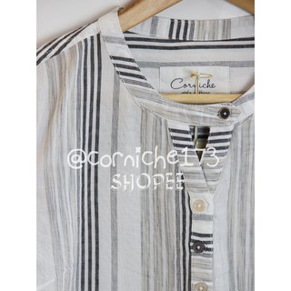  Corniche  Strippy Blouse Off White TH230991 Shopee 