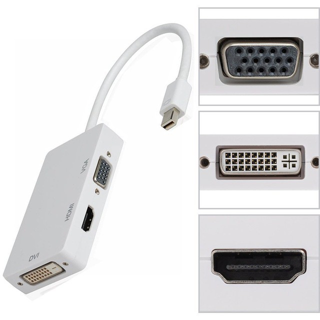 Kabel Thunderbolt Mini Display Port To DVI - HDTV- Vga / mini dp to 3 in 1