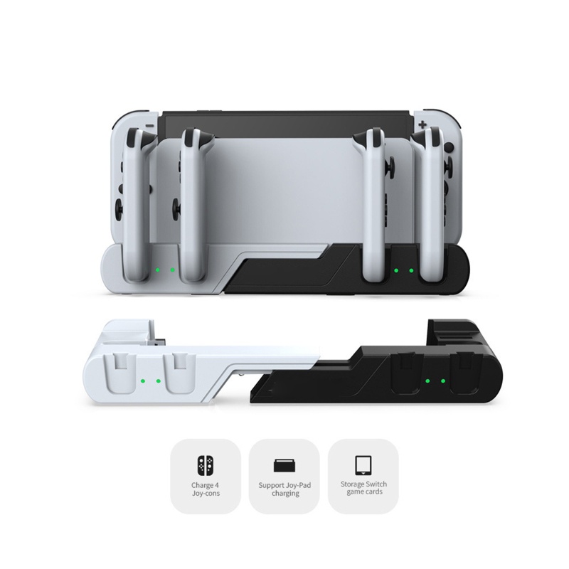 Btsg 6-in-1 Gamepad Charger Fast Charging Dock Station Charger Holder Stand Dengan Slot Kartu Game Untuk NS Switch Joy Pad/S