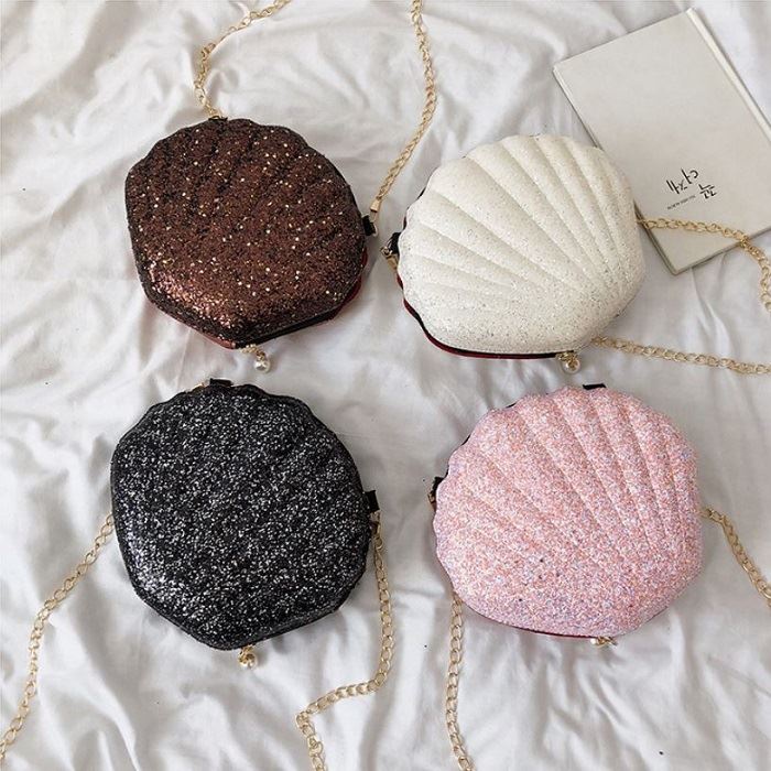 BJ21943 - BLACK/COFFEE/PINK/WHITE - TAS PESTA CLUTCH MODEL KERANG SLEMPANG JINJING TOTEBAG HANDBAG TAS WANITA FASHION IMPORT MODIS ELEGAN TERMURAH TERLARIS TERBARU BAGSTORE JAKARTA TAS BATAM JT1943