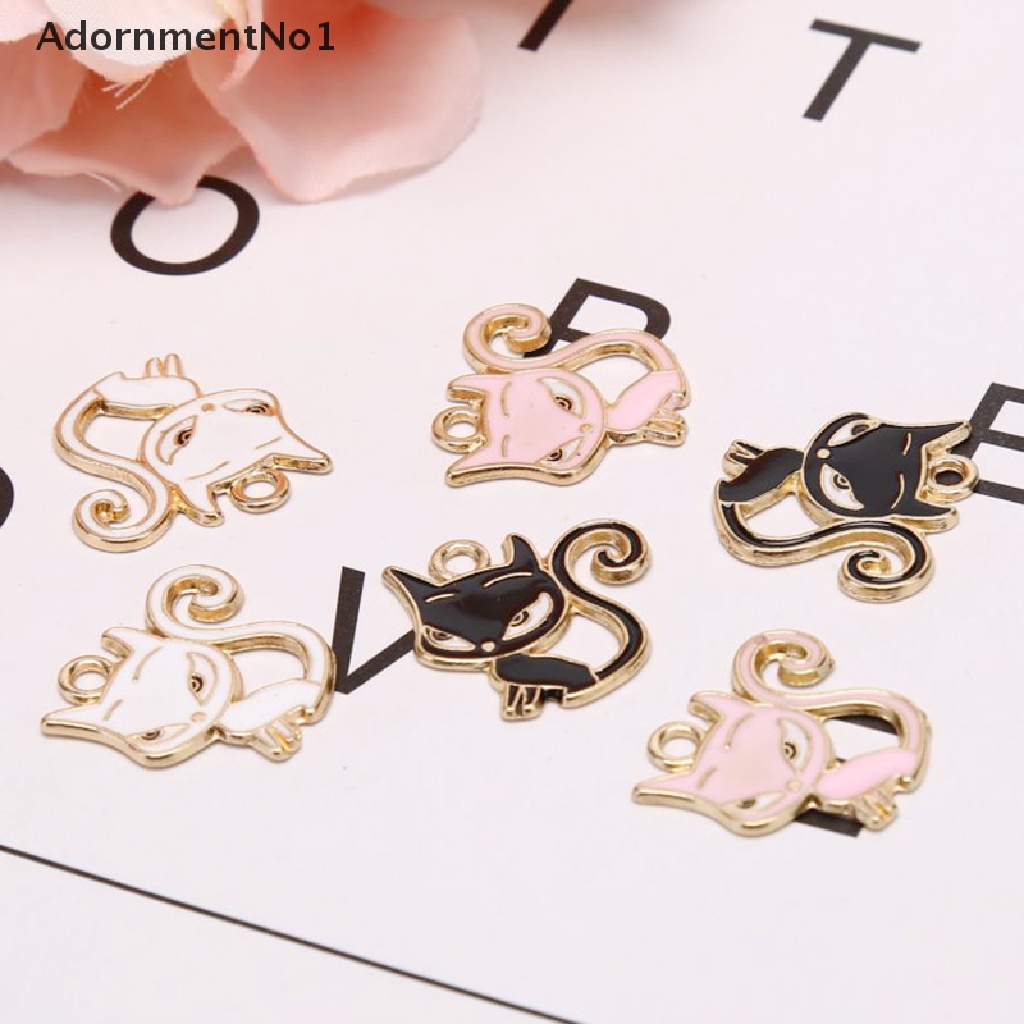 (AdornmentNo1) 10pcs / Set Liontin Bentuk Kucing Bahan Alloy Untuk Kerajinan Tangan DIY