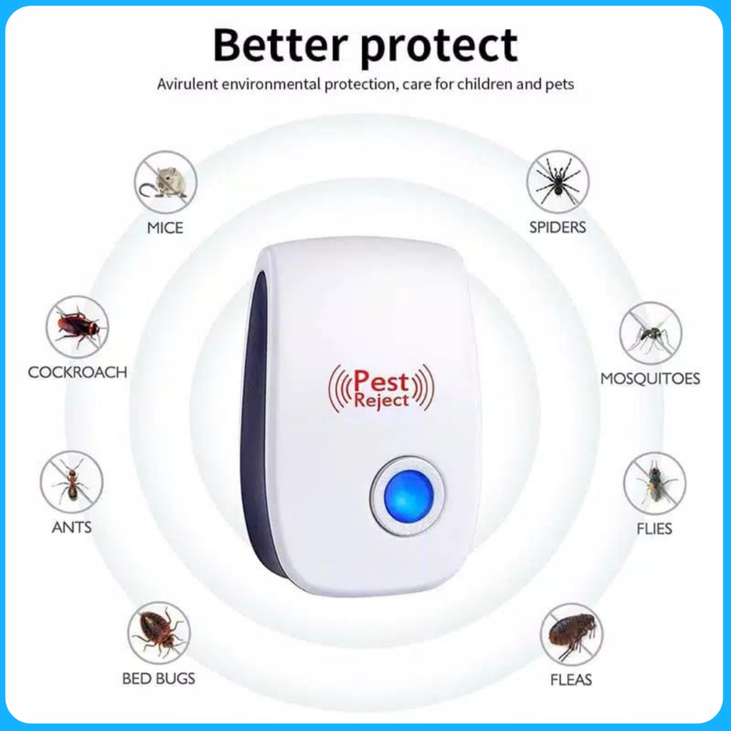 Pengusir Tikus Ultrasonic - Tanpa Racun Perangkap Lem Pest Repeller Elektronik 【COD Ready Stock】Alat