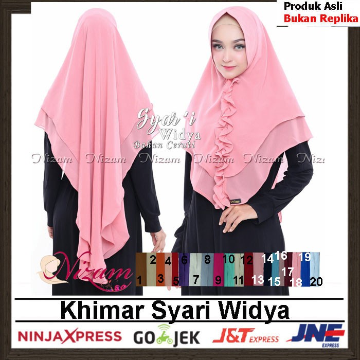 Khimar Widya Seruti Original Nizam - Jilbab Instan Syari Ped Renda